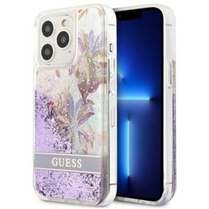 guess guhcp13llflsu iphone 13 pro / 13 6,1" fioletowy/purple hardcase flower liquid glitter