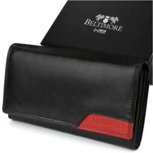 damski skórzany portfel duży poziomy retro rfid czarny beltimore 043