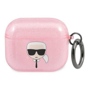 karl lagerfeld kla3ukhgp airpods 3 cover różowy/pink glitter karl`s head