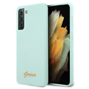 guess guhcs21mlslmglb s21+ g996 niebieski/blue hardcase silicone script metal logo