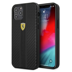 ferrari fesnechcp12lbk iphone 12 pro max 6,7" czarny/black hardcase on track pu carbon