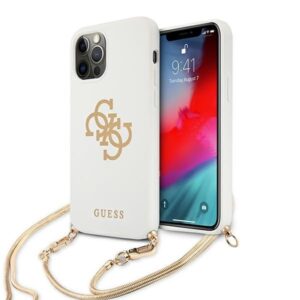 guess guhcp12mlsc4gwh iphone 12/12 pro 6,1" biały/white hardcase 4g gold chain collection