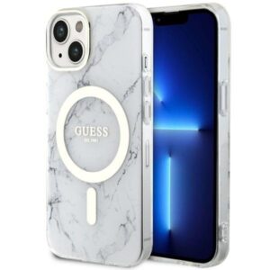 guess guhmp14spcumah iphone 14 6.1" biały/white hardcase marble magsafe