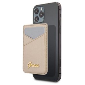 guess wallet card slot guwmssaslgo magsafe saffiano złoty/gold