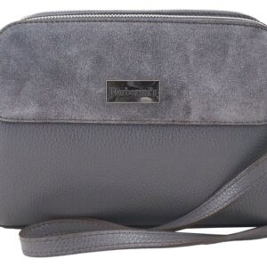 torebki skórzane crossbody - szara ciemna
