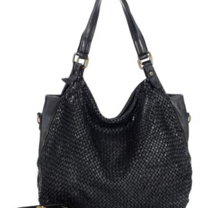 miejska torebka pleciona na ramię skóra naturalna vintage leather bag - marco mazzini czarna