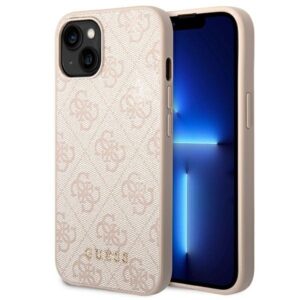 guess guhcp14sg4gfpi iphone 14 6,1" różowy/pink hard case 4g metal gold logo