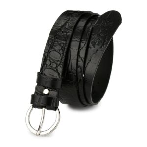 skórzany pasek damski do spodni sukienki beltimore czarny 3 cm w75 : kolory - czarny, rozmiar pasków - r.80-95 cm
