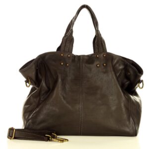marco mazzini torebka designerska shopper bag vera pelle skóra ciemny brąz caffe