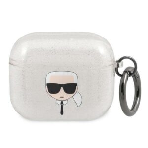 karl lagerfeld kla3ukhgs airpods 3 cover srebrny/silver glitter karl`s head
