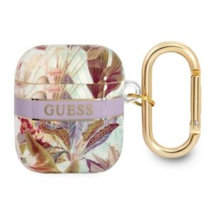 guess gua2hhflu airpods cover fioletowy/purple flower strap collection