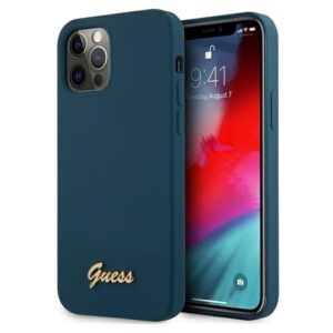 guess guhcp12llslmgbl iphone 12 pro max 6,7" niebieski/blue hardcase metal logo script