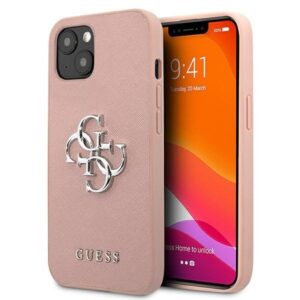 guess guhcp13ssa4gspi iphone 13 mini 5,4" różowy/pink hardcase saffiano 4g metal logo
