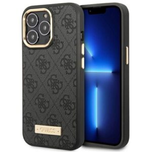 guess guhmp14xu4gprk iphone 14 pro max 6,7" czarny/black hard case 4g logo plate magsafe