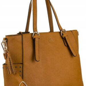 pojemna, trapezowa shopperka damska ozdobiona nitami — lulucastagnette