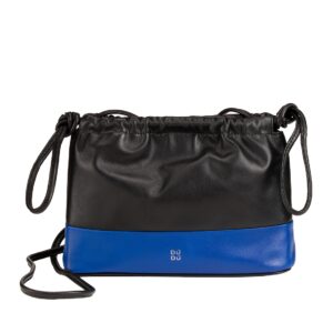 dudu genuine leather clutch bag for women, coloured pouch with drawstring and crossbody shoulder strap