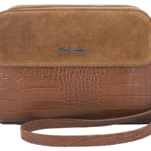 stylowa torebka crossbody trzykomorowa - brązowa jasna