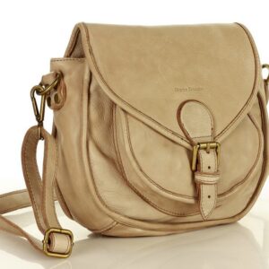 marco mazzini klasyczna listonoszka z naturalnej skóry saddle bag genuine leather beż cappuccino