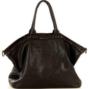duża torebka skórzana oversize style shopper bag - marco mazzini czarny