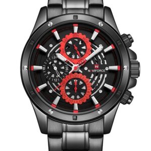 zegarek męski naviforce - nf9149 (zn090b) black / red + box