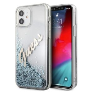 guess guhcp12sglvsbl iphone 12 mini 5,4" niebieski/blue hardcase glitter vintage script