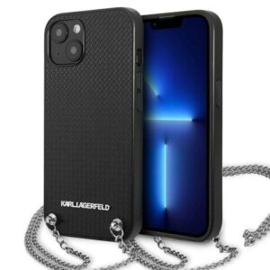 karl lagerfeld klhcp13mpmk iphone 13 6,1" hardcase czarny/black leather textured and chain