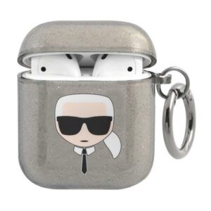 karl lagerfeld kla2ukhgk airpods cover czarny/black glitter karl`s head