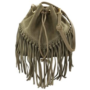 torebka skórzana boho style - beżowa