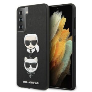 karl lagerfeld klhcs21msakickcbk s21+ g996 czarny/black hardcase saffiano ikonik karl&choupette head
