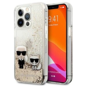 karl lagerfeld klhcp13xgkcd iphone 13 pro max 6,7" złoty/gold hardcase liquid glitter karl&choupette