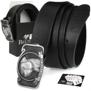 beltimore skórzany pasek męski czarny szeroki premium w24 : kolory - czarny, rozmiar pasków - r.90-105 cm