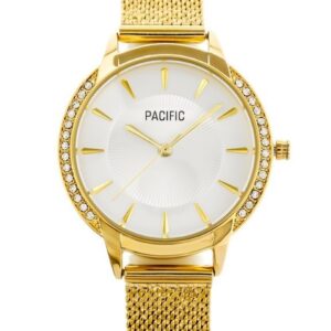 zegarek damski pacific x6167 - siatka - gold (zy660b)