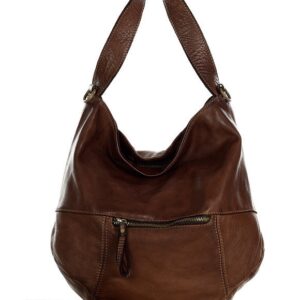 torebka skórzana z kieszonką hobo bag handmade - marco mazzini czekoladowy brąz