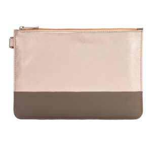 dudu clutch bag wristlet handbag in soft leather dwukolorowy odpinany pasek i zamknięcie na zamek błyskawiczny
