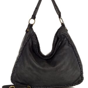 marco mazzini torebka worek pleciona skóra handmade genuine leather czarny