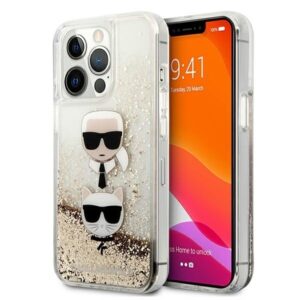 karl lagerfeld klhcp13lkicgld iphone 13 pro / 13 6,1" złoty/gold hardcase liquid glitter karl&choupette head