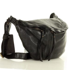 uniwersalna torebka nerka półksiężyc crossbody runway - skóra naturalna marco mazzini czarny