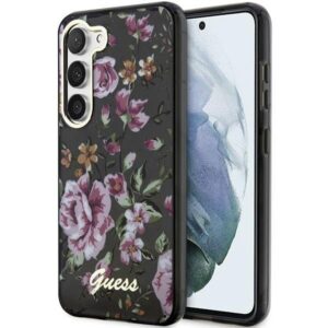 guess guhcs23shcfwsk s23 s911 czarny/black hardcase flower collection