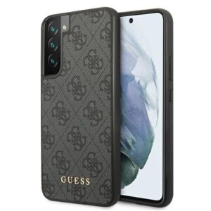 guess guhcs22sg4gfgr s22 s901 szary/grey hard case 4g metal gold logo