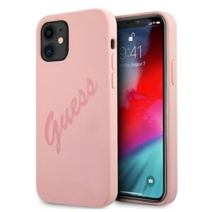 guess guhcp12slsvspi iphone 12 mini 5,4" różowy/pink hardcase script vintage