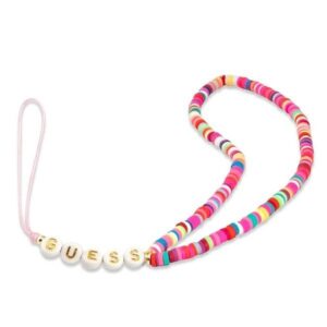 guess zawieszka gustgmpp phone strap wielokolorowy różowy/multicolor pink heishi beads