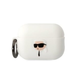 karl lagerfeld klap2runikh airpods pro 2 cover biały/white silicone karl head 3d