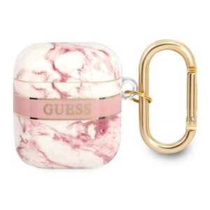 guess gua2hchmap airpods cover różowy/pink marble strap collection