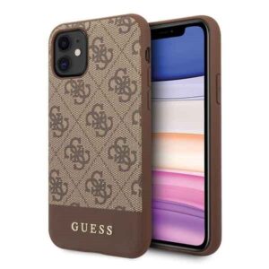 guess guhcn61g4glbr iphone 11 6,1" / xr brązowy/brown hard case 4g stripe collection