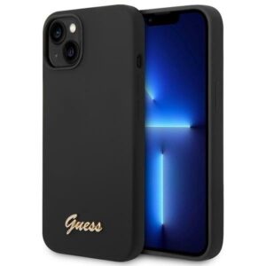 guess guhcp14mslsmk iphone 14 plus 6,7" czarny/black hard case silicone vintage gold logo