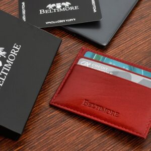 etui na dokumenty karty czerwone skórzane slim beltimore g93