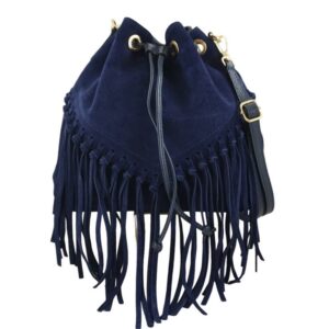 torebka skórzana boho style - granatowa