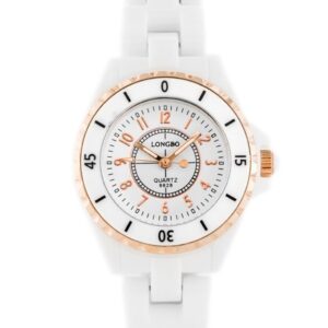 zegarek damski longbo - channel - white/gold (zx609b)