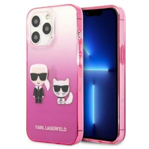 karl lagerfeld klhcp13xtgkcp iphone 13 pro max 6,7" hardcase różowy/pink gradient ikonik karl & choupette