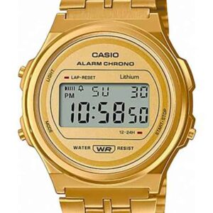 zegarek marki casio model a171w_m kolor zółty. akcesoria dla obu płci. sezon: cały rok